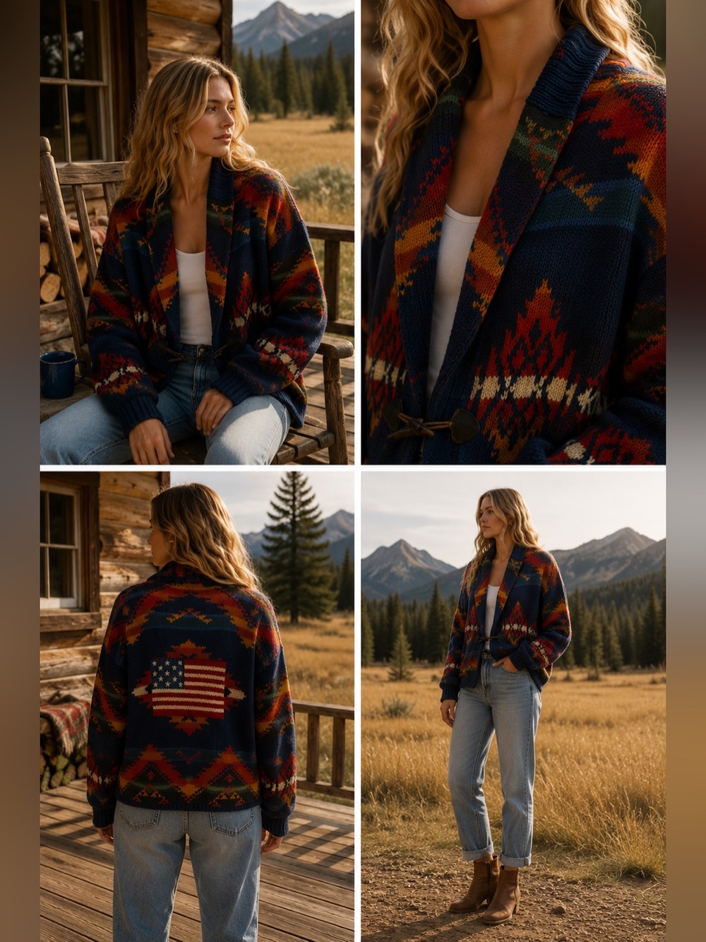 NWT Polo Ralph Lauren Limited Edition Southwestern Flag Toggle Cardigan XL - Picture 3 of 10